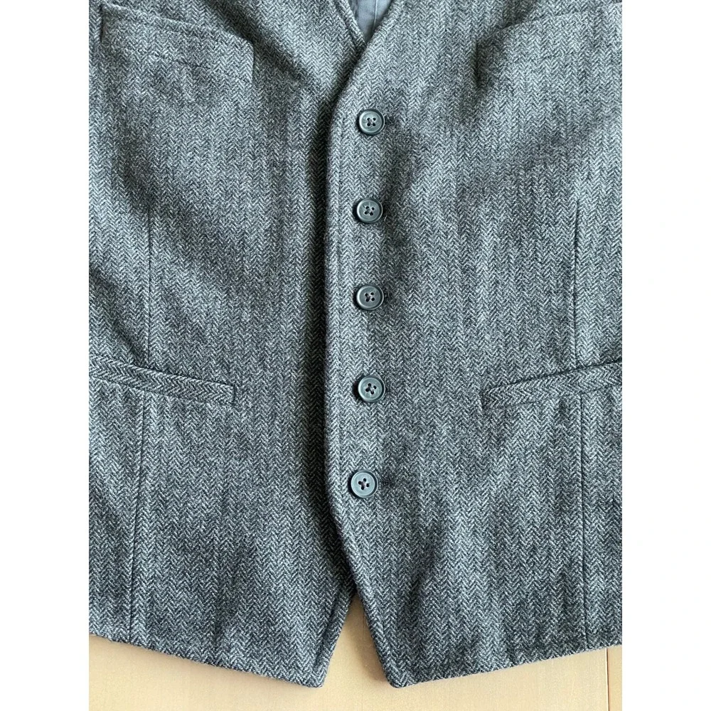 NWT 2007 *Almost Vintage* Express Men's Gray Herringbone Wool Blend Suit Vest XL